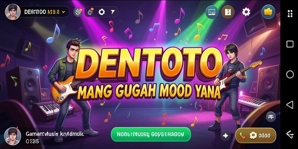 Screenshot gameplay DENTOTO menampilkan aksi seru dalam permainan musik.