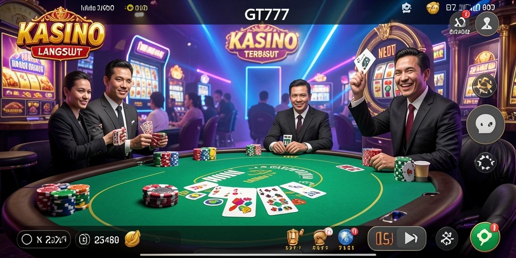 Screenshot gameplay GT777 dengan dealer langsung yang interaktif.