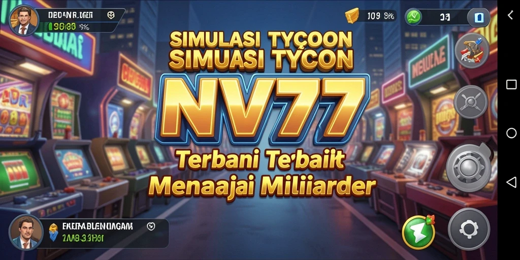 Tampilan gameplay NV77 yang menampilkan manajemen bisnis yang menarik.