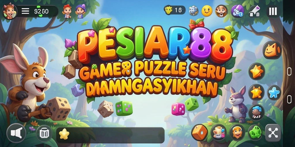 Screenshot utama PESIAR88 menunjukkan gameplay Puzzle yang menarik.