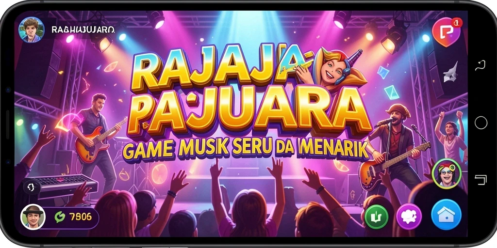 Tampilan screenshot utama RAJAJUARA menampilkan aksi gameplay yang dinamis di game Music.