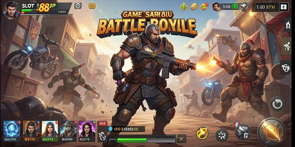 Gameplay mendebarkan di SLOT88JP dengan aksi Battle Royale yang intens