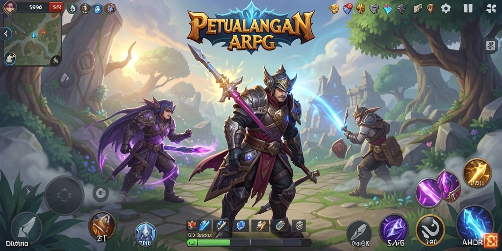 Screenshot menunjukkan aksi seru dalam pertarungan ARPG di SR996.
